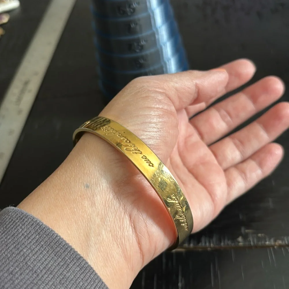 kate spade new york Bride Engraved Idiom Bangle Gold Bracelet - Picture 7 of 8